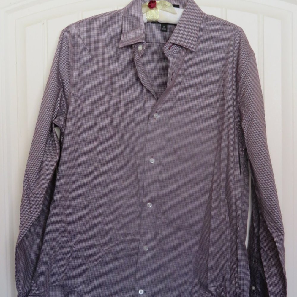 nwot Banana Republic Men's Brown/White Check Shirt Medium (K395)